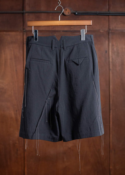 Professor.E GATHERED SHORTS 25SS-PE-TRS-02-BLACK
