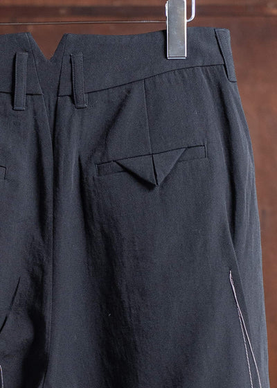 Professor.E GATHERED SHORTS 25SS-PE-TRS-02-BLACK