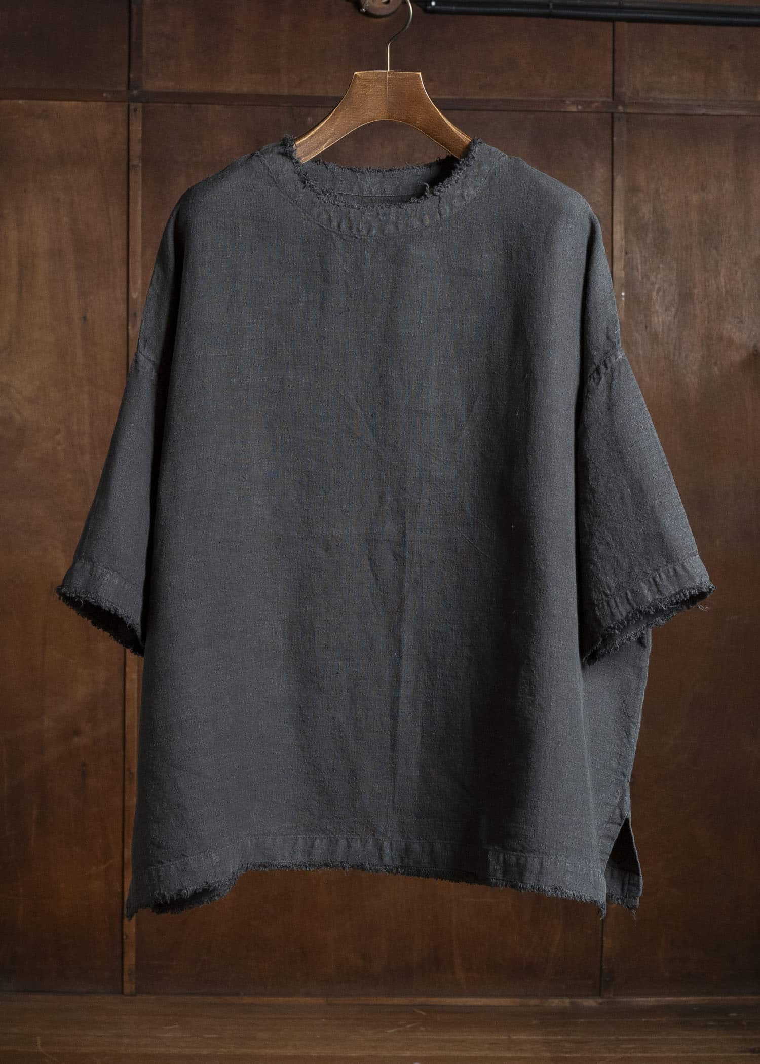 Gathering Textiles Beekeeper T-Shirt Japanese Stone Washed Linen BKS01-LI-BK