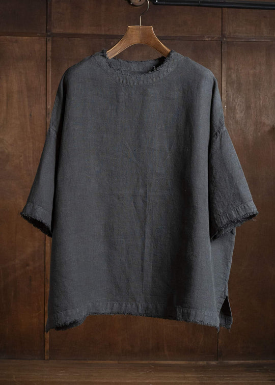 Gathering Textiles Beekeeper T-Shirt Japanese Stone Washed Linen BKS01-LI-BK