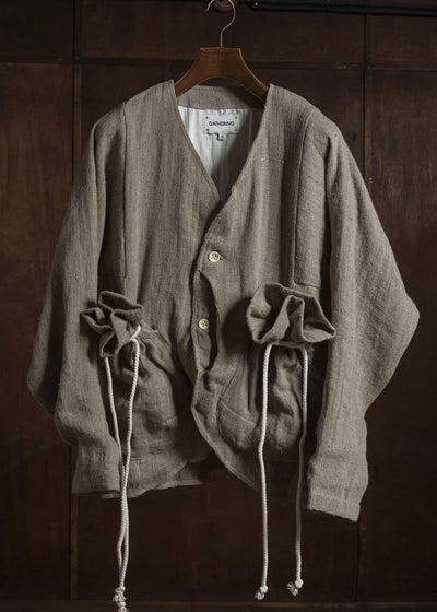 Gathering Textiles Beekeeper Jacket Handwoven Hemp , Organic Cotton Poplin Linig BKJ01-HE-BR