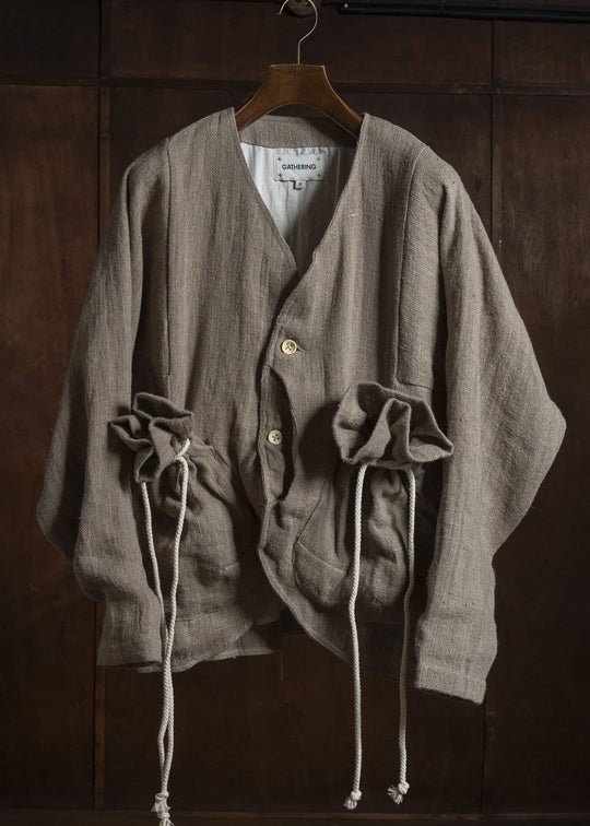 Gathering Textiles Beekeeper Jacket Handwoven Hemp , Organic Cotton Poplin Linig BKJ01-HE-BR