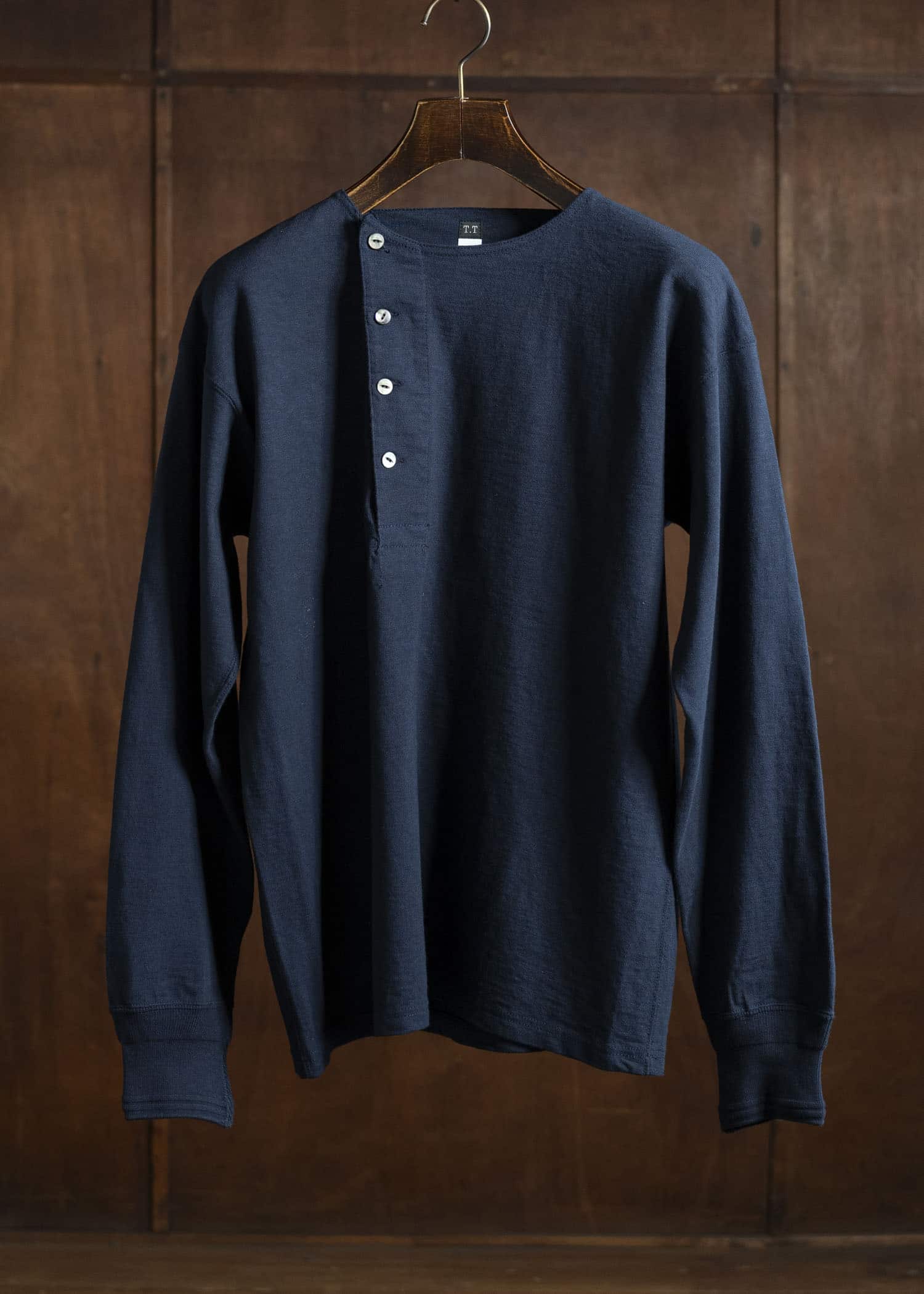 Taiga Takahashi Lot.618 Side Henley Neck Shirt NAVY