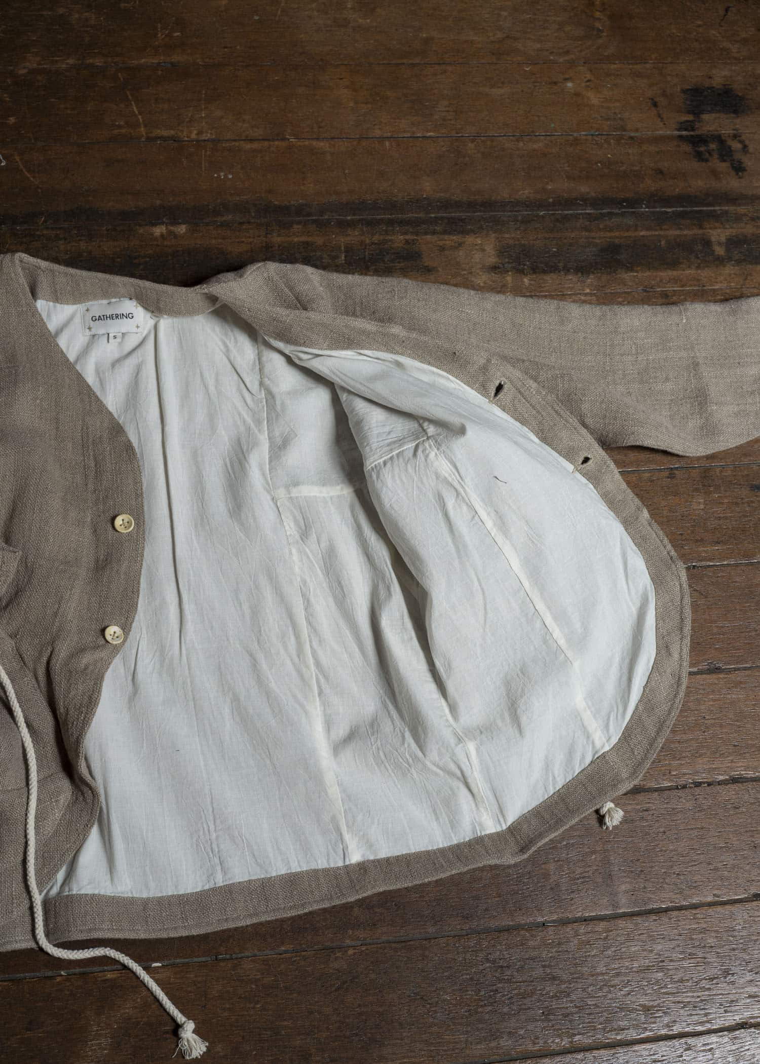 Gathering Textiles Beekeeper Jacket Handwoven Hemp , Organic Cotton Poplin Linig BKJ01-HE-BR