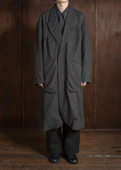 ZIGGY CHEN TATTERSALL PEAK LAPEL LONG COAT 0M2631110