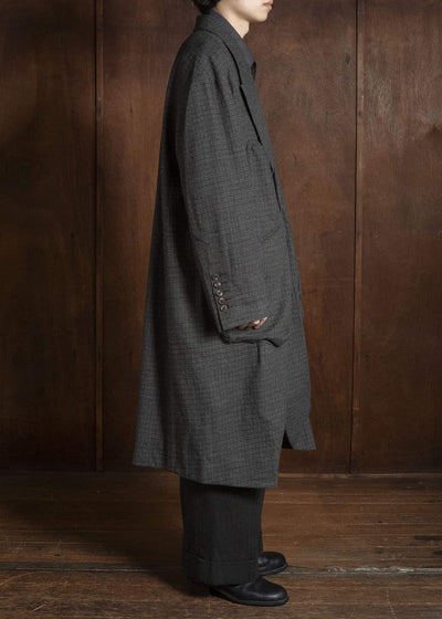 ZIGGY CHEN TATTERSALL PEAK LAPEL LONG COAT 0M2631110