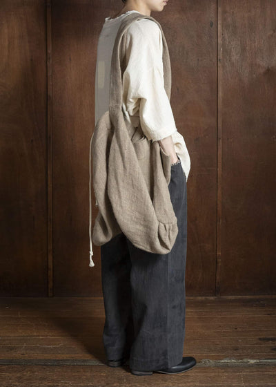 Gathering Textiles Double Bag Handloom Organic Hemp , Dark Creem DB01-HE-BR