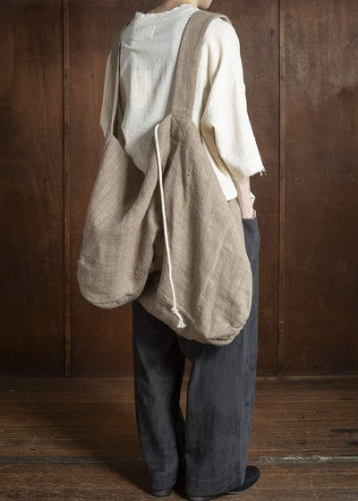 Gathering Textiles Double Bag Handloom Organic Hemp , Dark Creem DB01-HE-BR