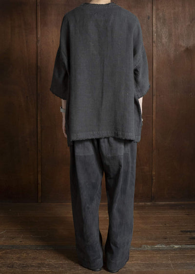Gathering Textiles Beekeeper T-Shirt Japanese Stone Washed Linen BKS01-LI-BK