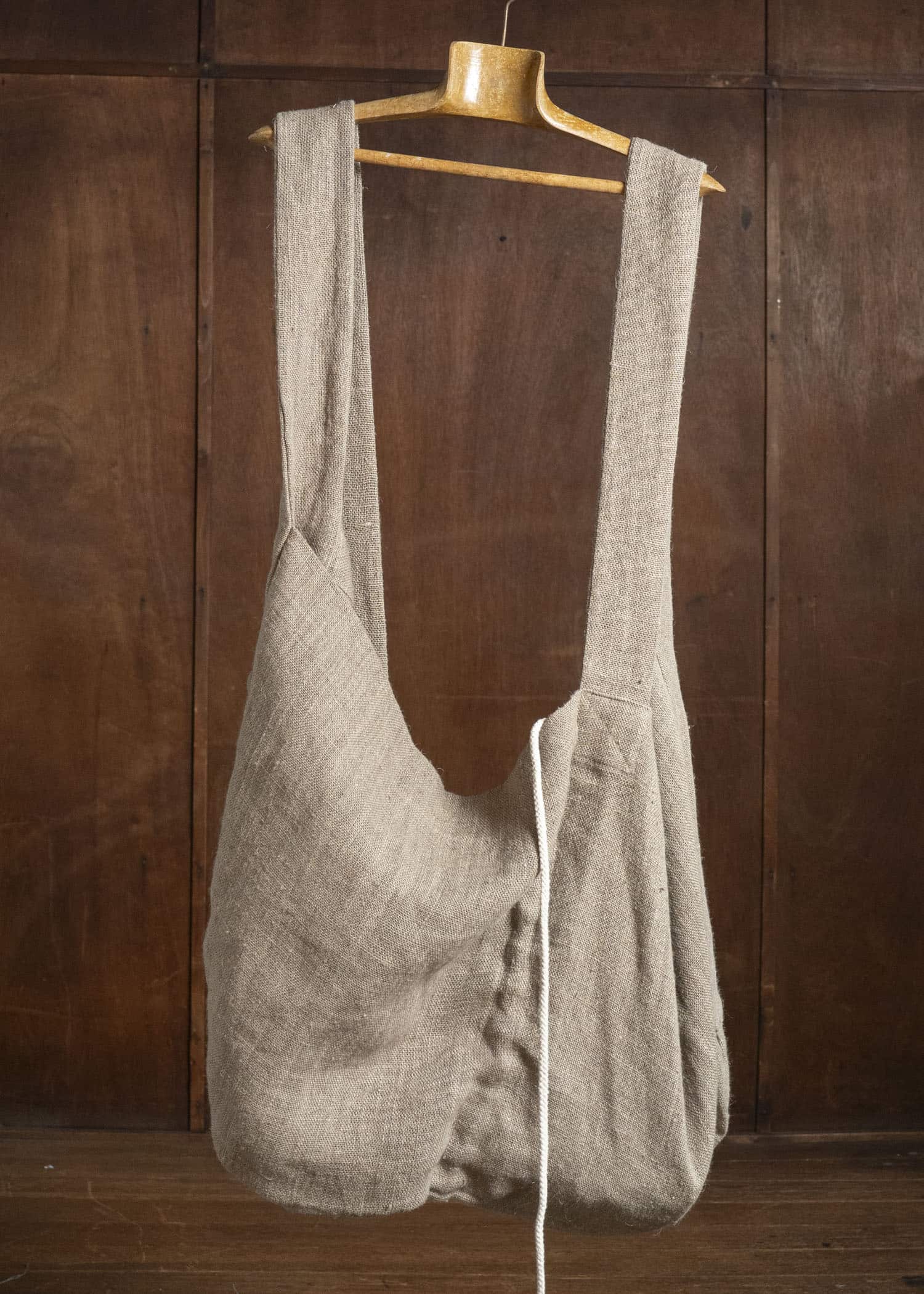 Gathering Textiles Double Bag Handloom Organic Hemp , Dark Creem DB01-HE-BR