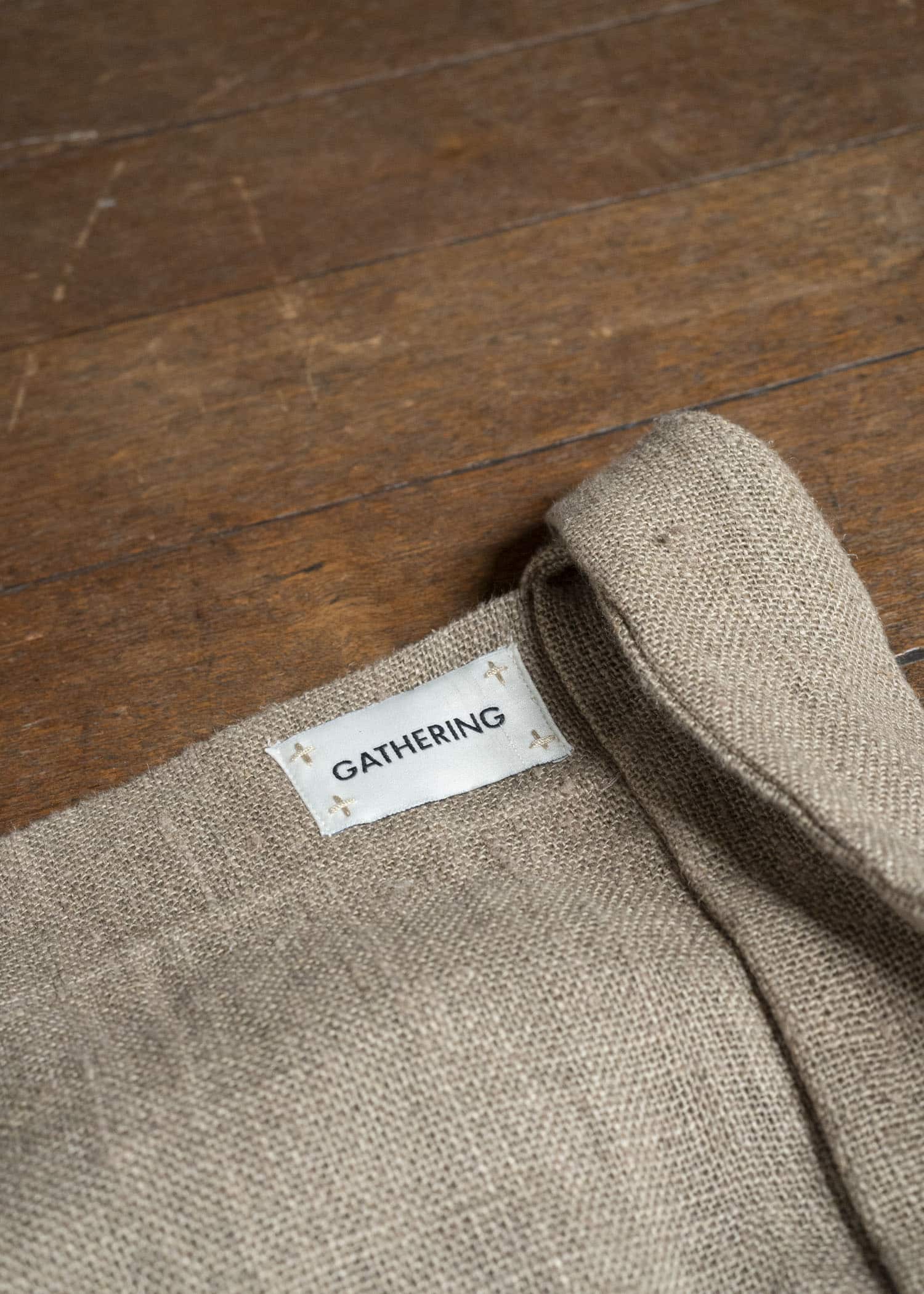 Gathering Textiles Double Bag Handloom Organic Hemp , Dark Creem DB01-HE-BR