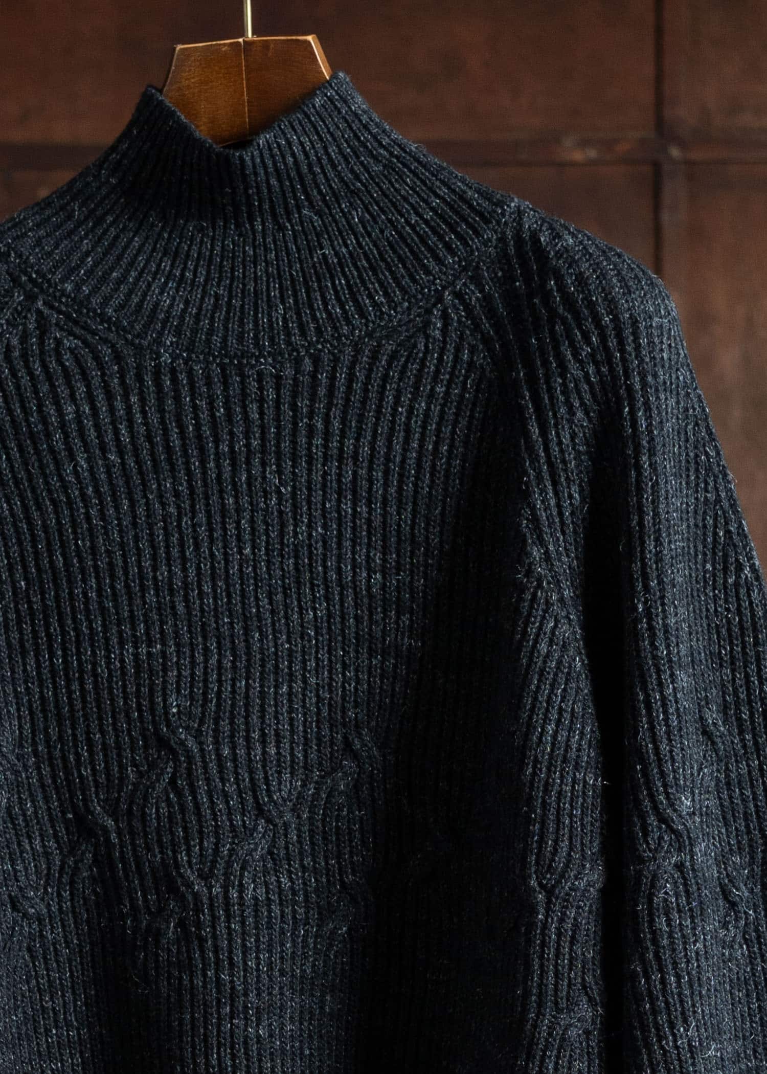 JAN-JAN VAN ESSCHE KNIT#67 Wide Fit Cable Knitted Turtle Neck Sweater Wool Lino Anthracite