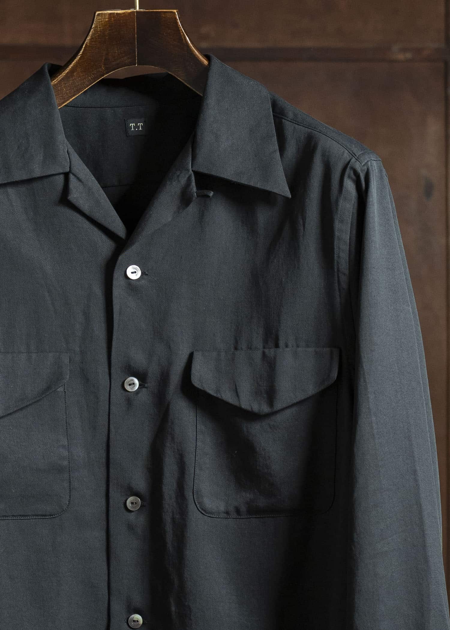 Taiga Takahashi Lot.101 Open Collar Shirt BLACK