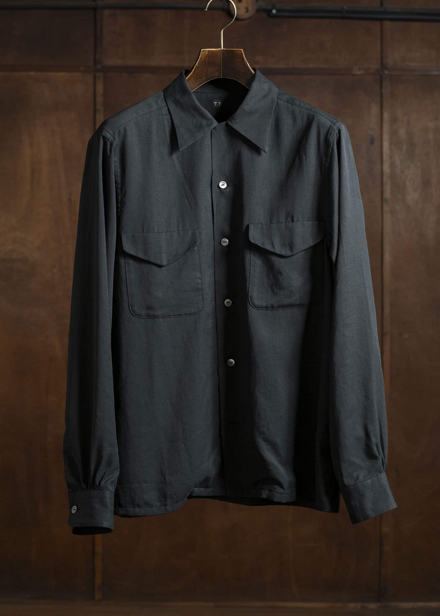 Taiga Takahashi Lot.101 Open Collar Shirt BLACK