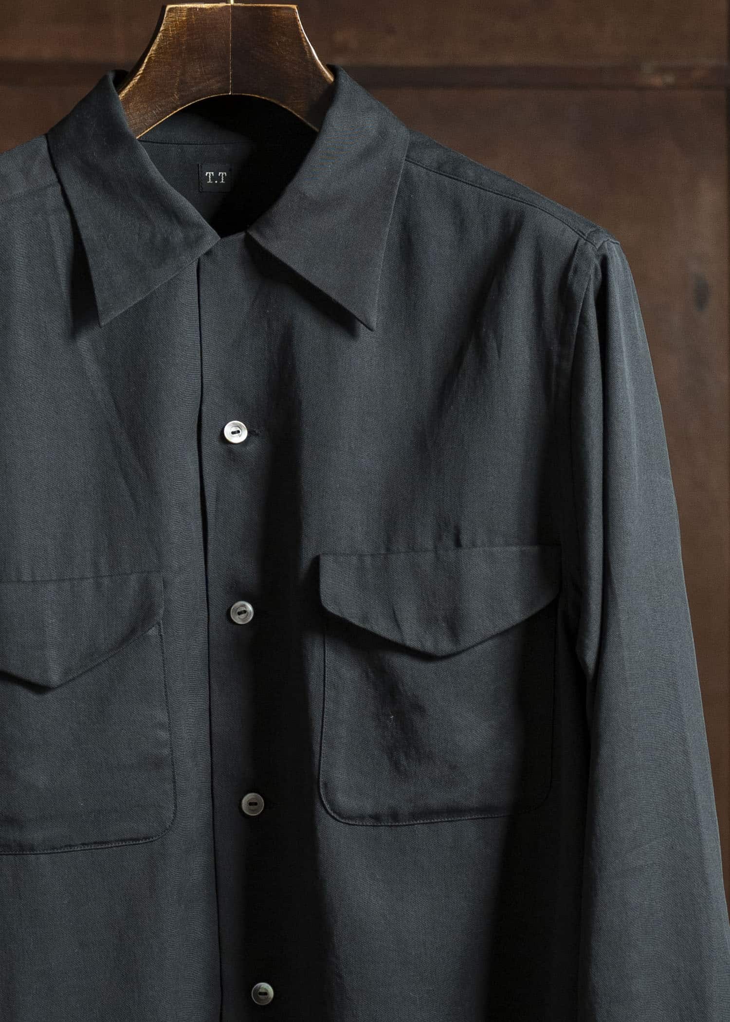 Taiga Takahashi Lot.101 Open Collar Shirt BLACK