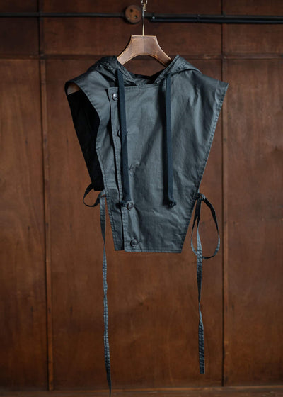 JAN-JAN VAN ESSCHE HOODPIEACE#1 Hooded Collar Piece Coated Cotton Ribstop Off Black