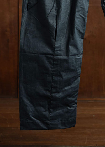 JAN-JAN VAN ESSCHE TROUSERS#82 Tapered Leg Trousers Coated Cotton Ribstop Off Black