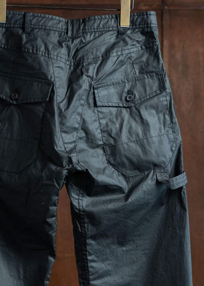 JAN-JAN VAN ESSCHE TROUSERS#82 Tapered Leg Trousers Coated Cotton Ribstop Off Black