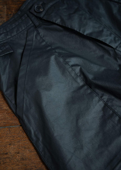 JAN-JAN VAN ESSCHE TROUSERS#82 Tapered Leg Trousers Coated Cotton Ribstop Off Black