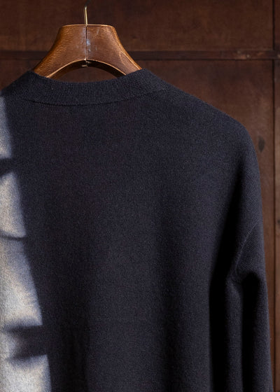 SUZUSAN 3085K-545 Cashmere Seamles Short Cardigan Sekka Shibori "Bridge" Black - Light Grey