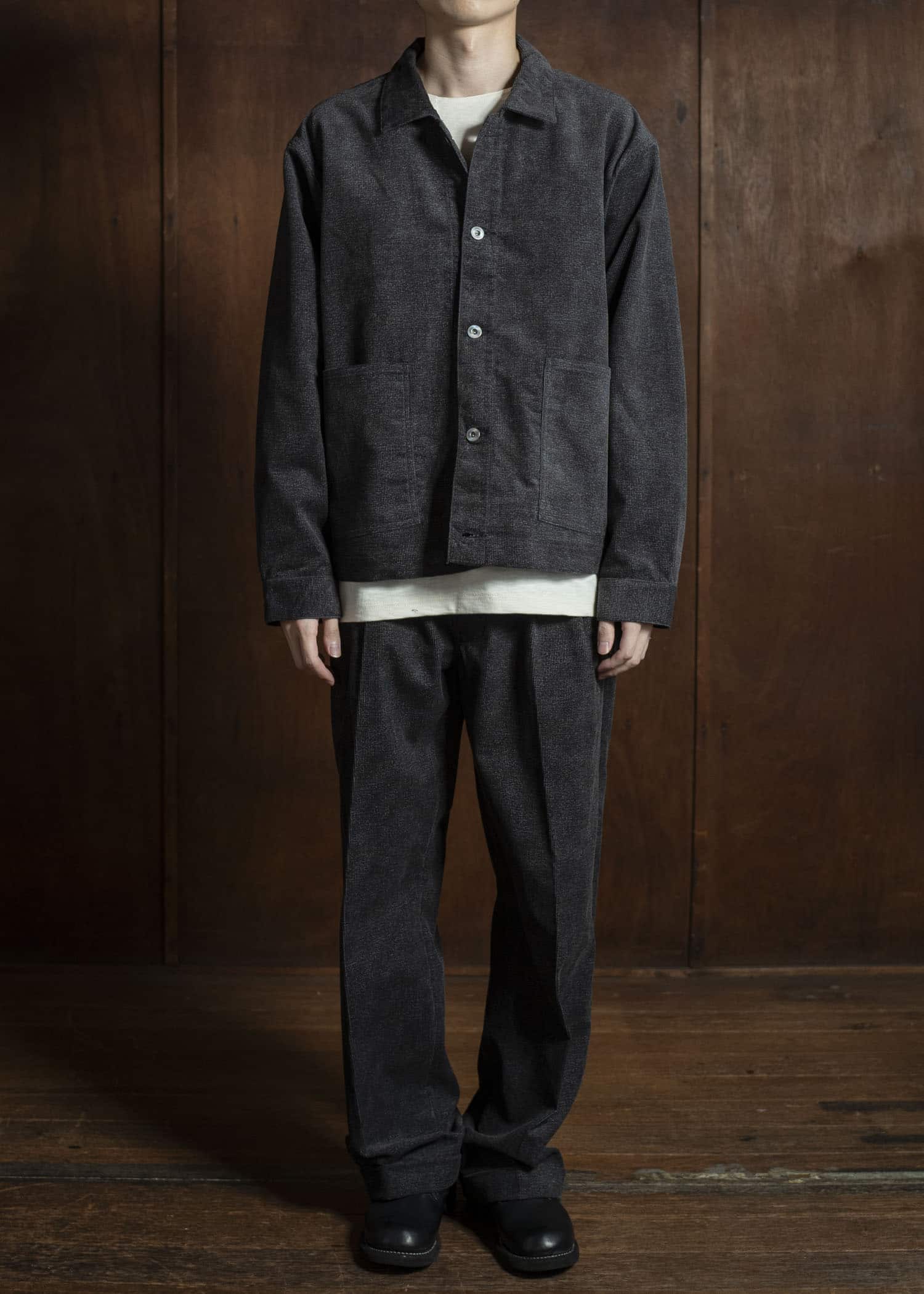 Taiga Takahashi Lot.303-Melange Brown Cover all Jacket Melange Charcoal