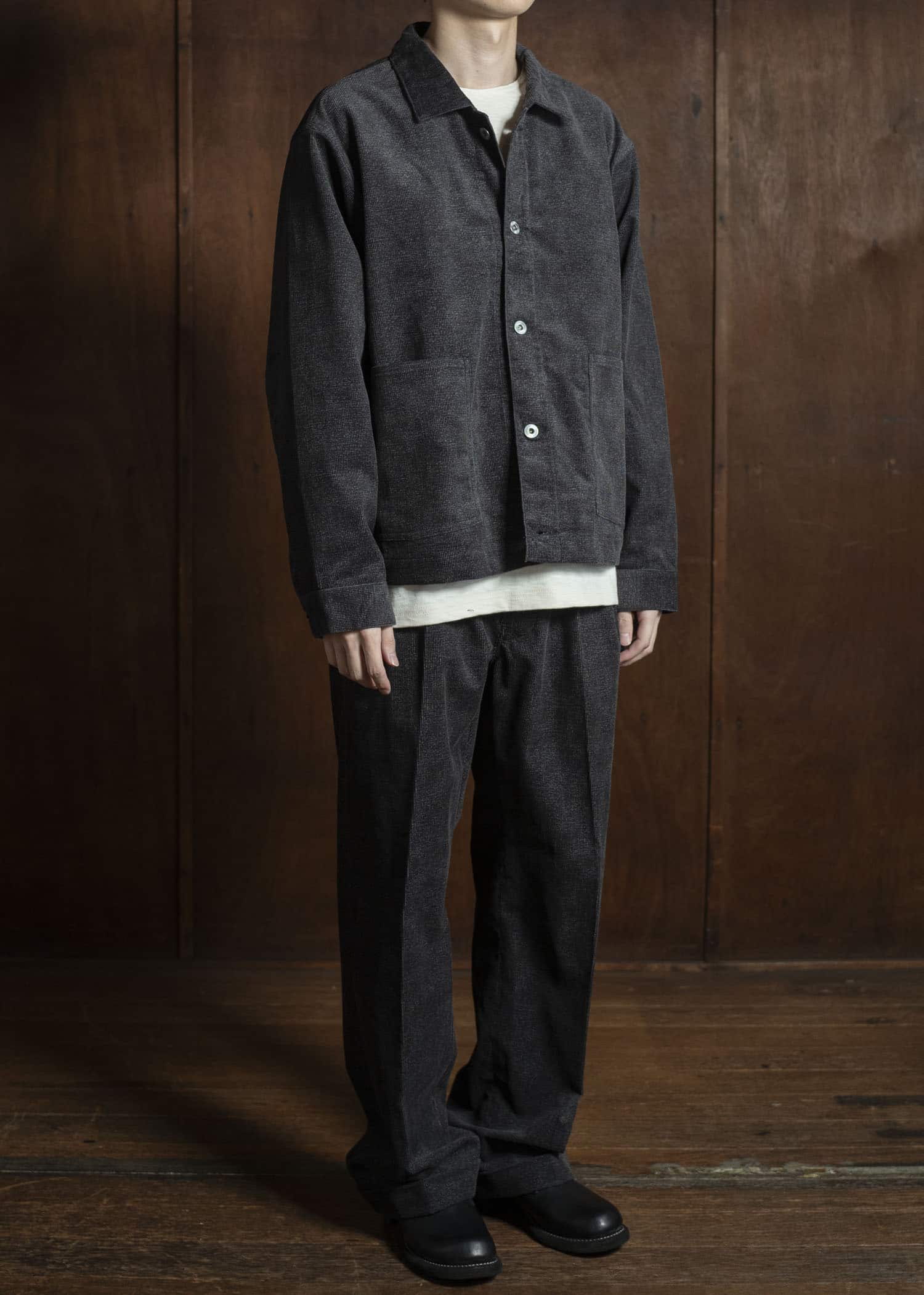 Taiga Takahashi Lot.303-Melange Brown Cover all Jacket Melange Charcoal