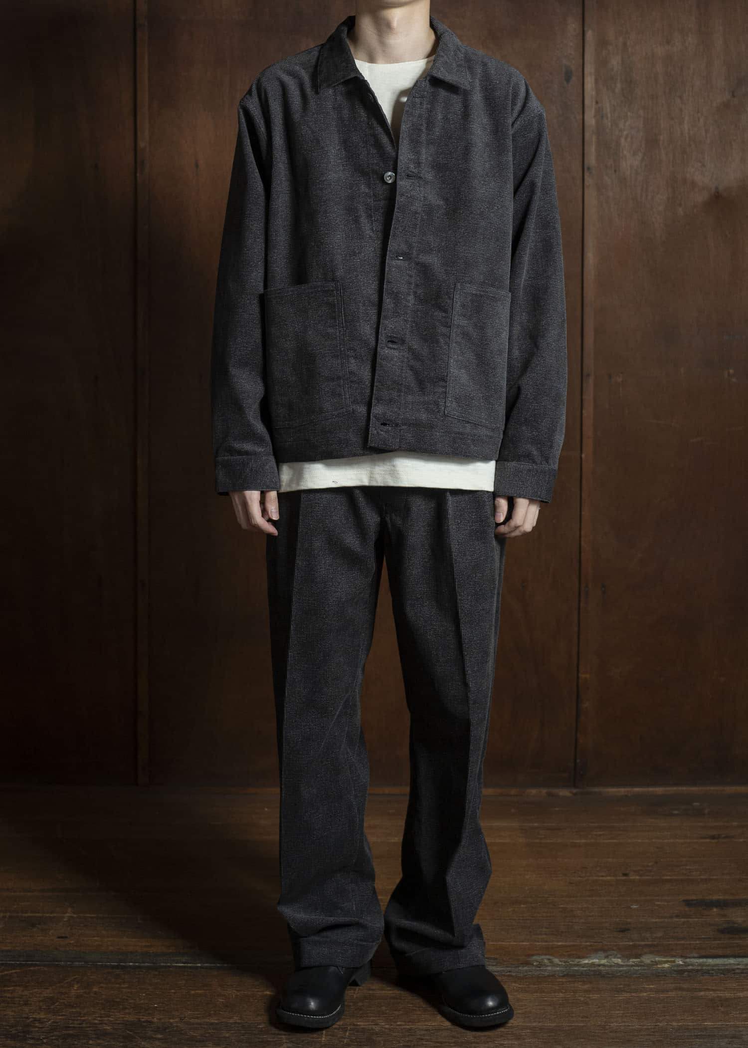 Taiga Takahashi Lot.303-Melange Brown Cover all Jacket Melange Charcoal