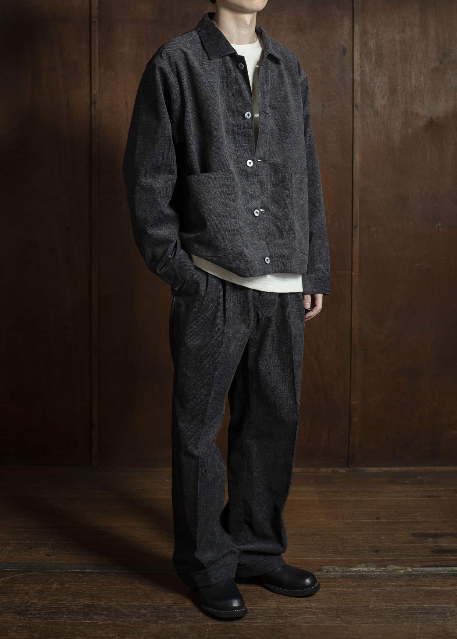 Taiga Takahashi Lot.201 Work Trousers MELANGE CHARCOAL