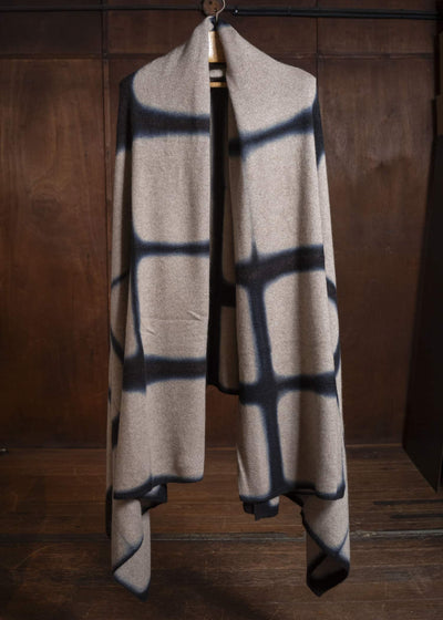 SUZUSAN 1006K-522 Cashmere Knit Throw Black - Light Coffee