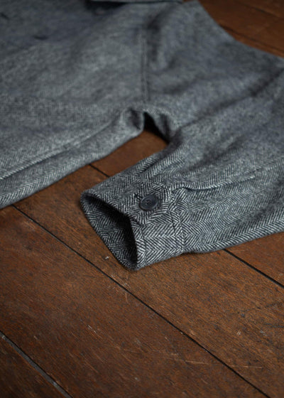 JAN-JAN VAN ESSCHE JACKET#58 Loose Fit Eisenhower Style Double Breasted Jacket Herringbone Yak Wool Black&White