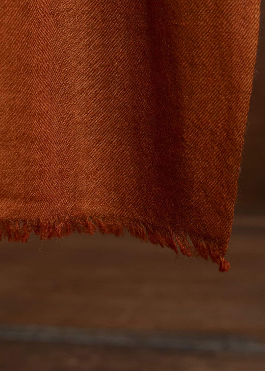 SUZUSAN 0013W-545 Hand Woven Baby Wool Shawl Dark Orange - Light Coffee