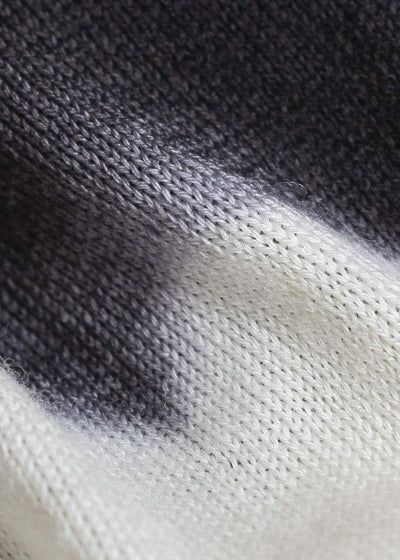 SUZUSAN 3088W-330 Washable Merino Wool Crew Neck Pullover Black - Natura l White