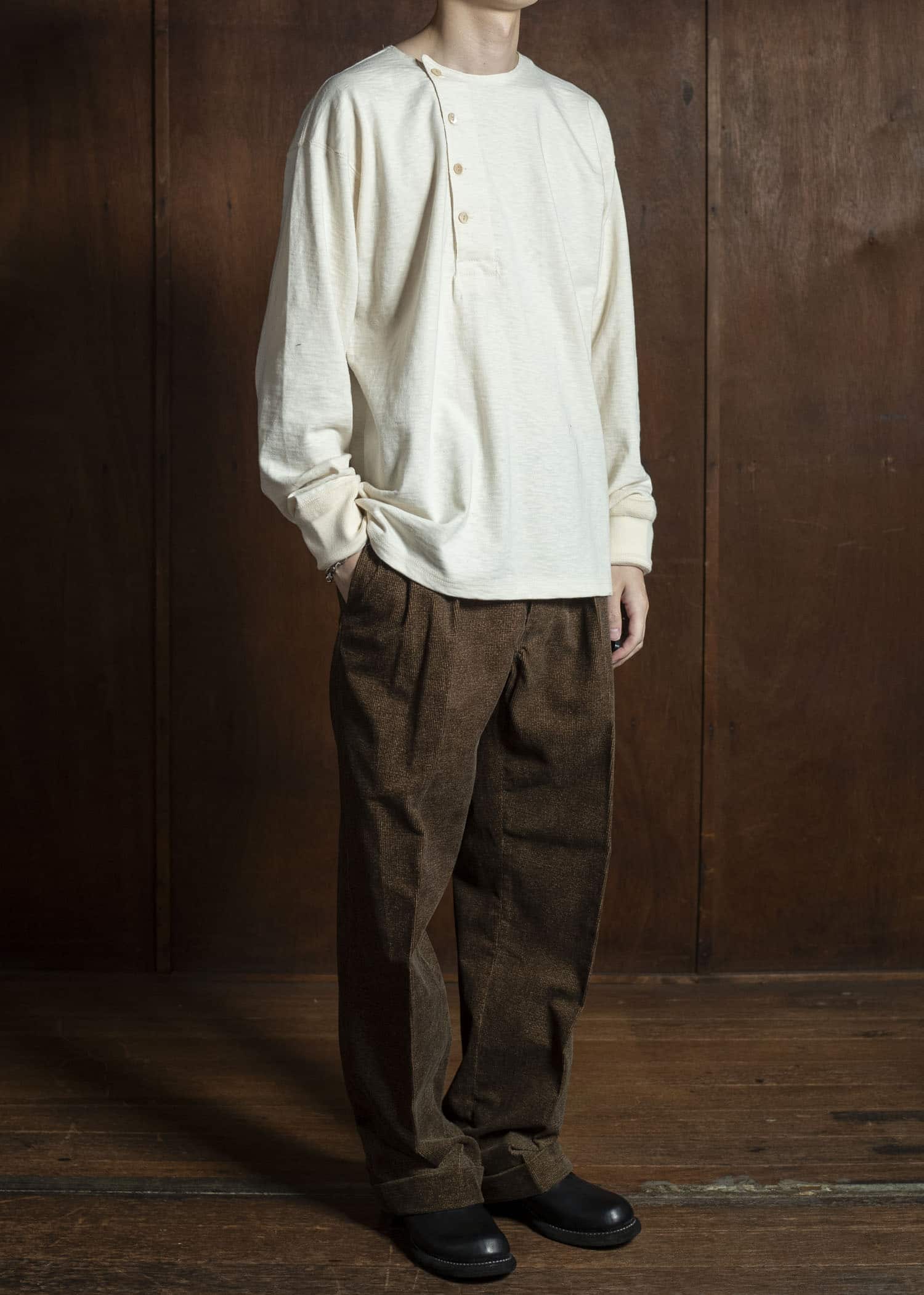 Taiga Takahashi Lot.618 Side Henley Neck Shirt IVORY