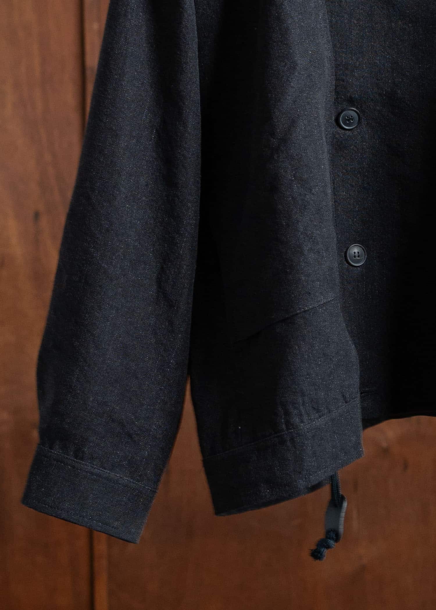 JAN-JAN VAN ESSCHE JACKET#58 Loose Fit Eisenhower Style Double Breasted Jacket Wool Linen Canvas Black Mele