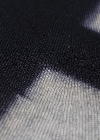 SUZUSAN 3087K-545 Cashmere Seamles Wide Pullover Black - Light Grey