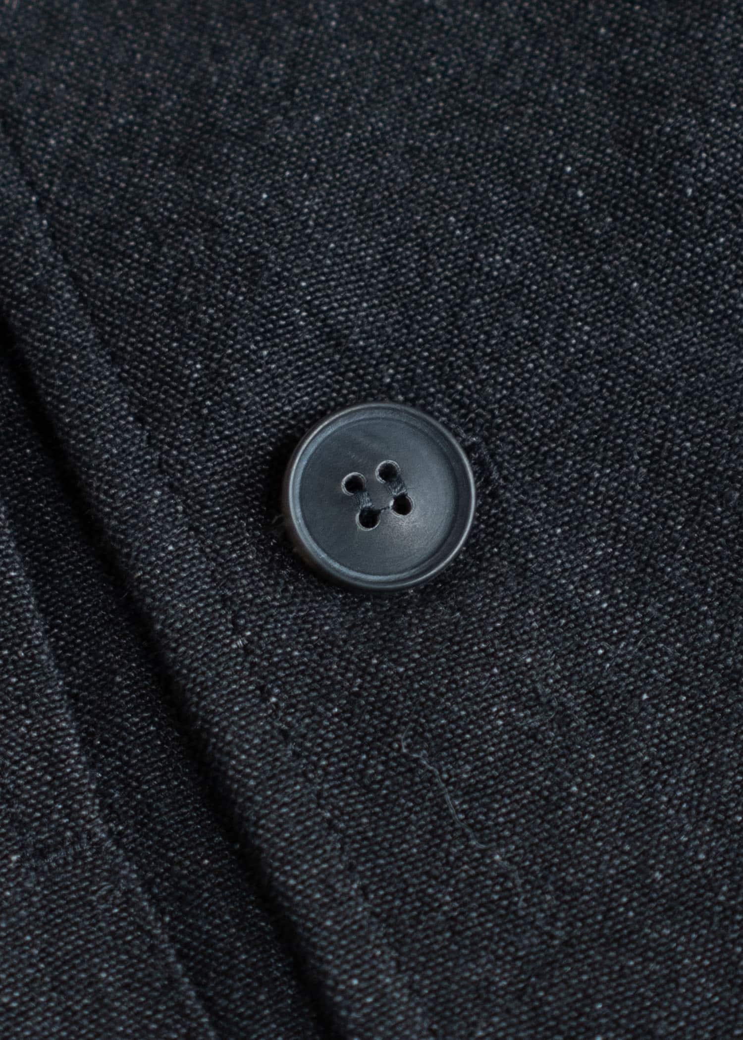 JAN-JAN VAN ESSCHE JACKET#58 Loose Fit Eisenhower Style Double Breasted Jacket Wool Linen Canvas Black Mele