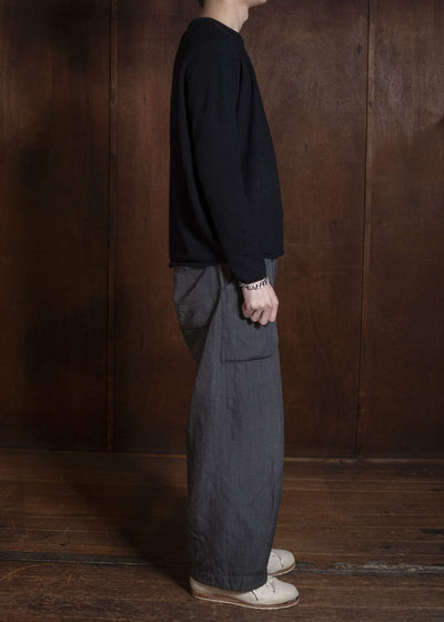 SUZUSAN 3087K-545 Cashmere Seamles Wide Pullover Black - Light Gray