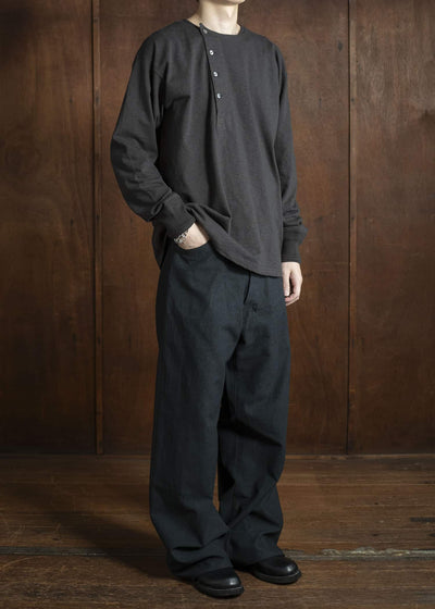Taiga Takahashi Lot.618 Side Henley Neck Shirt CHARCOAL