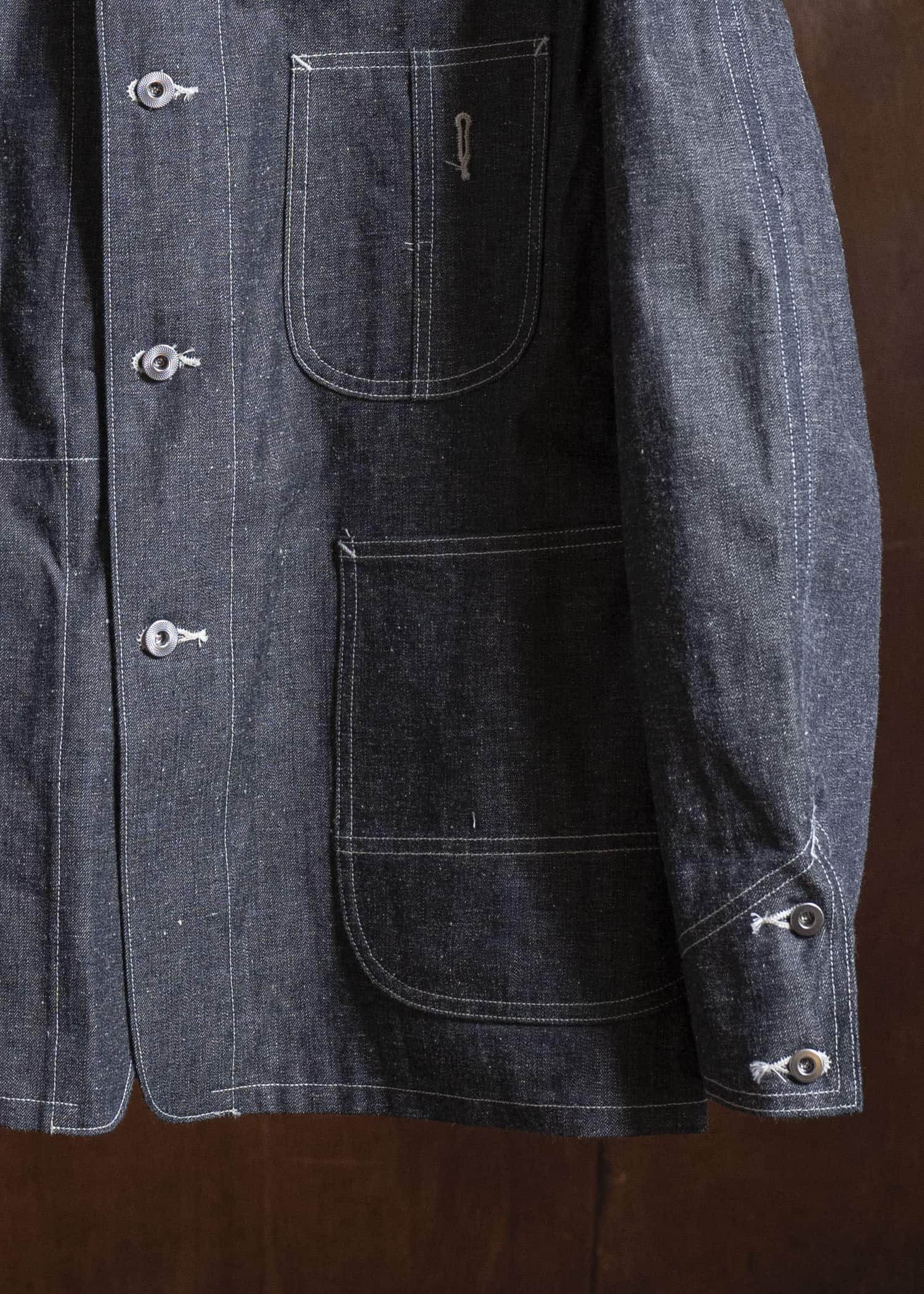 Taiga Takahashi Lot.716-Raw Indigo Damaged Coverall Jacket With Chinstrap Raw Indigo
