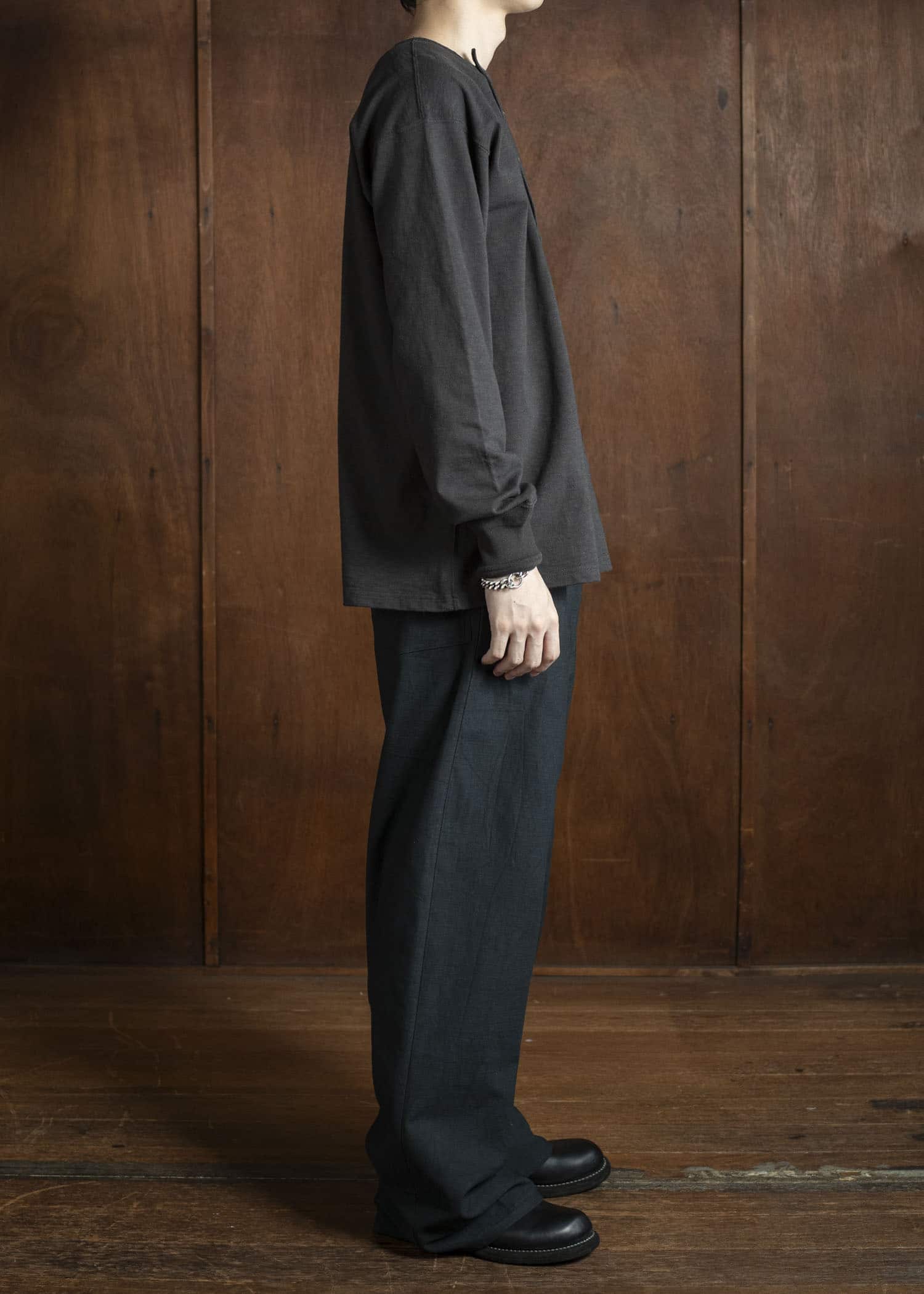 Taiga Takahashi Lot.618 Side Henley Neck Shirt CHARCOAL