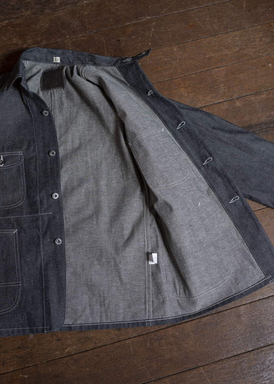 Taiga Takahashi Lot.716-Raw Indigo Damaged Coverall Jacket With Chinstrap Raw Indigo