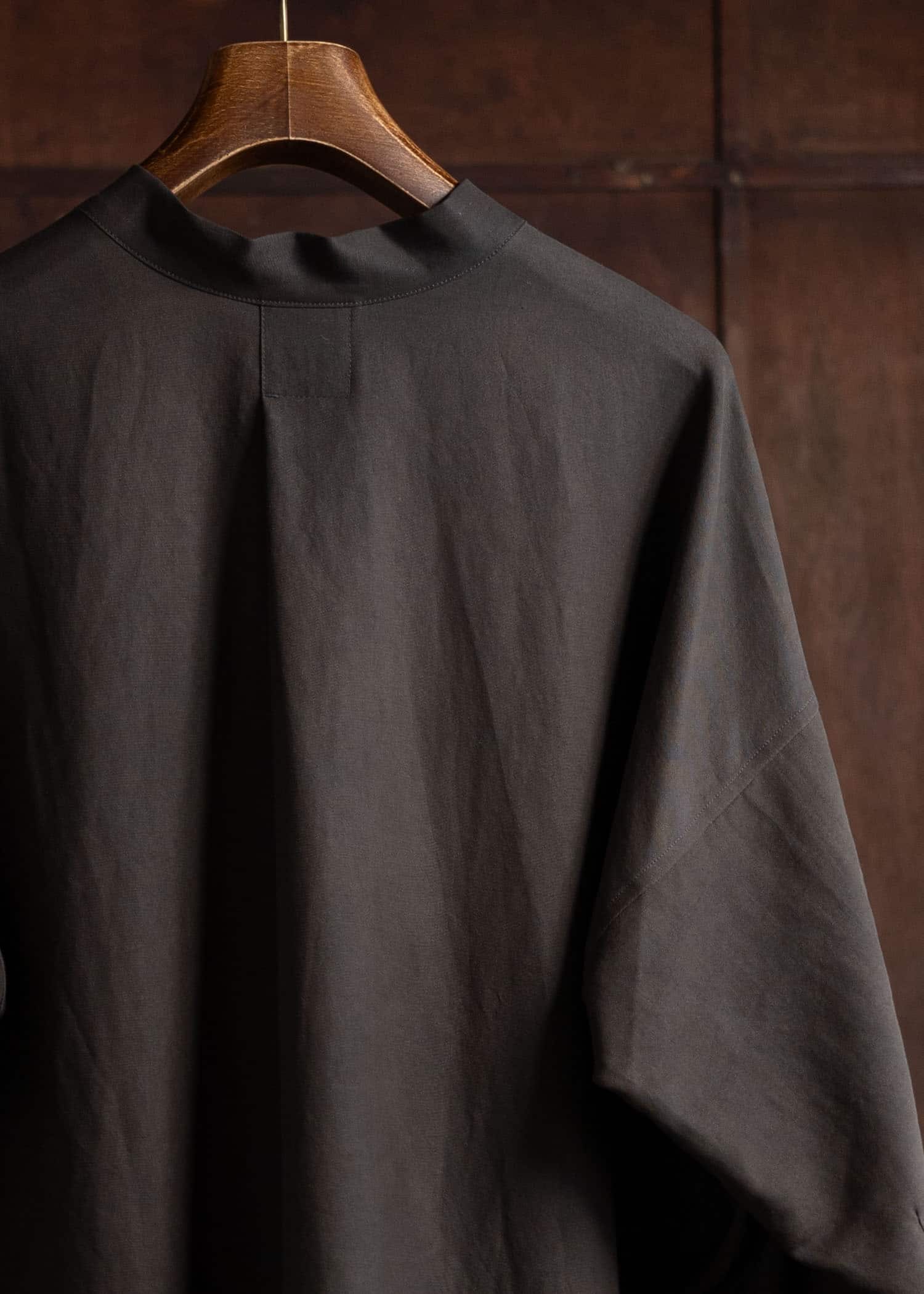 JAN-JAN VAN ESSCHE SHIRT#103 Kinomo Collar Shirt Jacket Silk Wool Twill Amami Mud