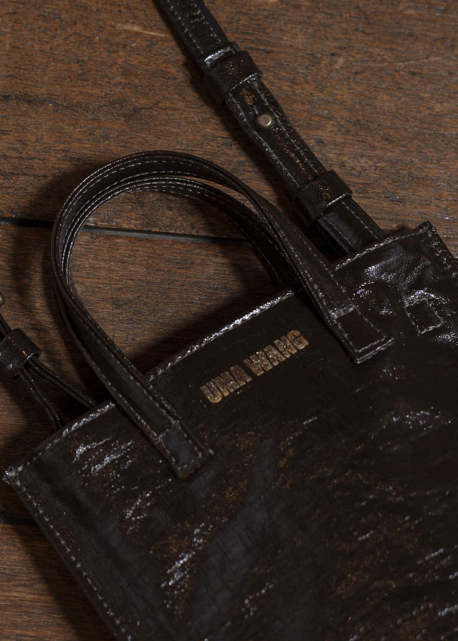 UMA WANG S5/M/UB0061-uw490 SMALL CASE CANVAS dark green