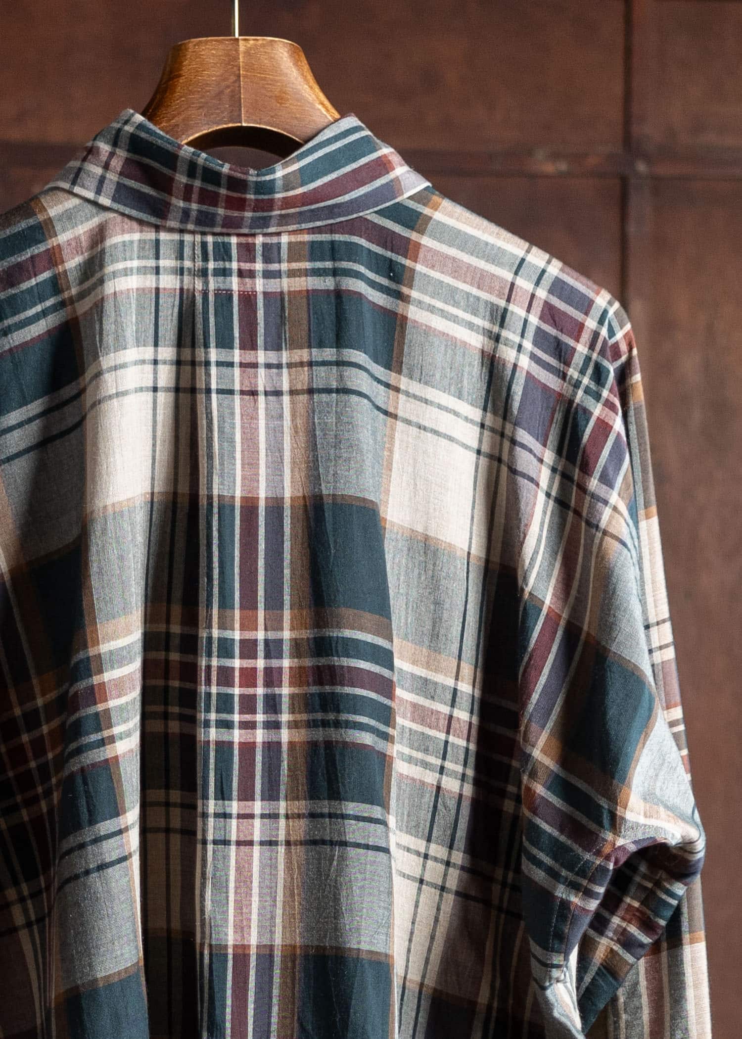 JAN-JAN VAN ESSCHE SHIRT#101 Loose Fit Button-Up Dress Shirt Madrasⅱ Sand-Green-Burgundy