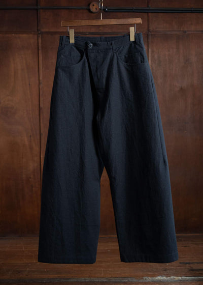 JAN-JAN VAN ESSCHE TROUSERS#78 Oversized 6 Pocket Denim  """"Alpaca Wool Cotton Twill Black""""