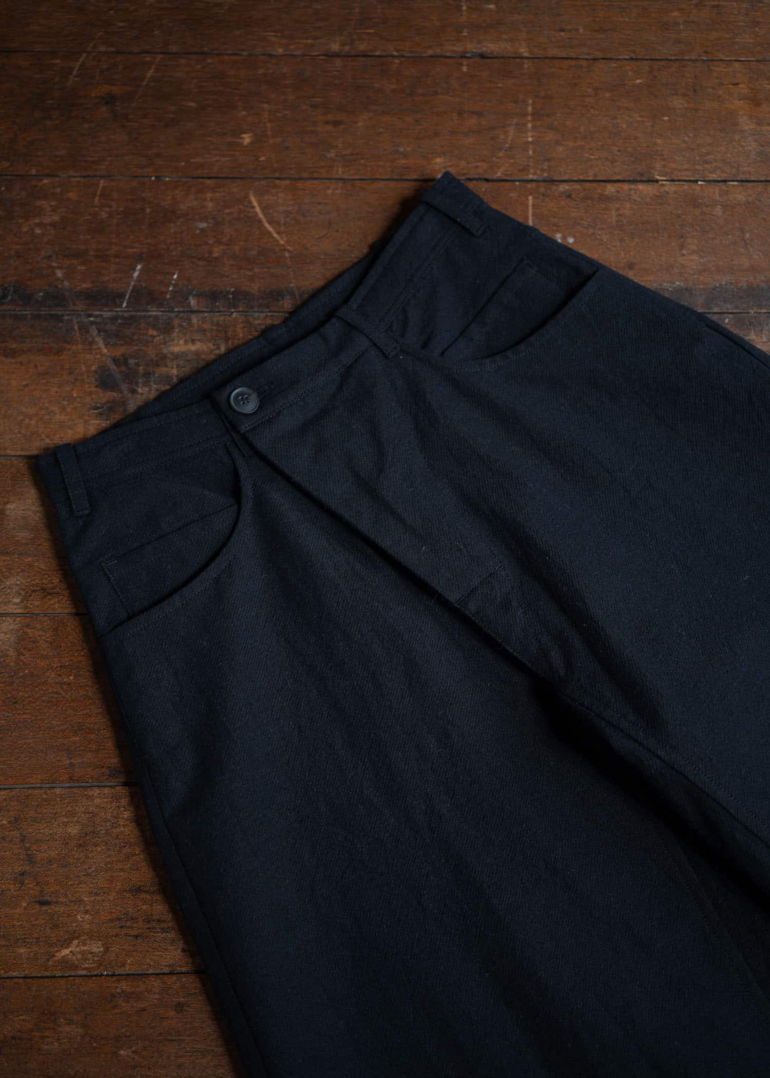 JAN-JAN VAN ESSCHE TROUSERS#78 Oversized 6 Pocket Denim  """"Alpaca Wool Cotton Twill Black""""