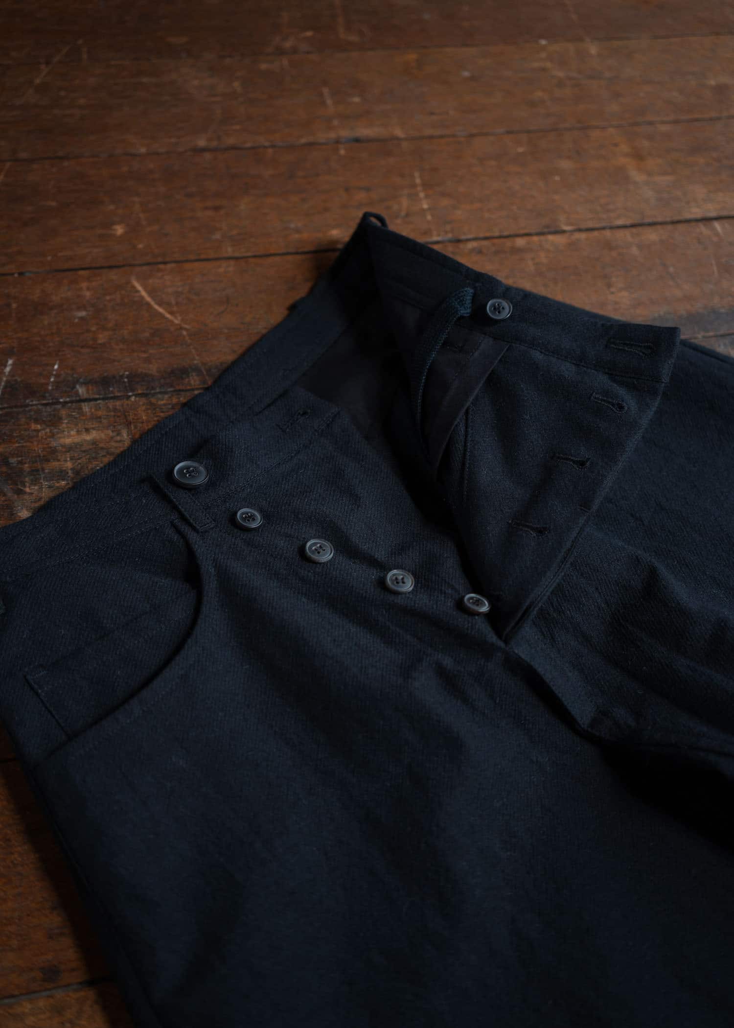 JAN-JAN VAN ESSCHE TROUSERS#78 Oversized 6 Pocket Denim  """"Alpaca Wool Cotton Twill Black""""