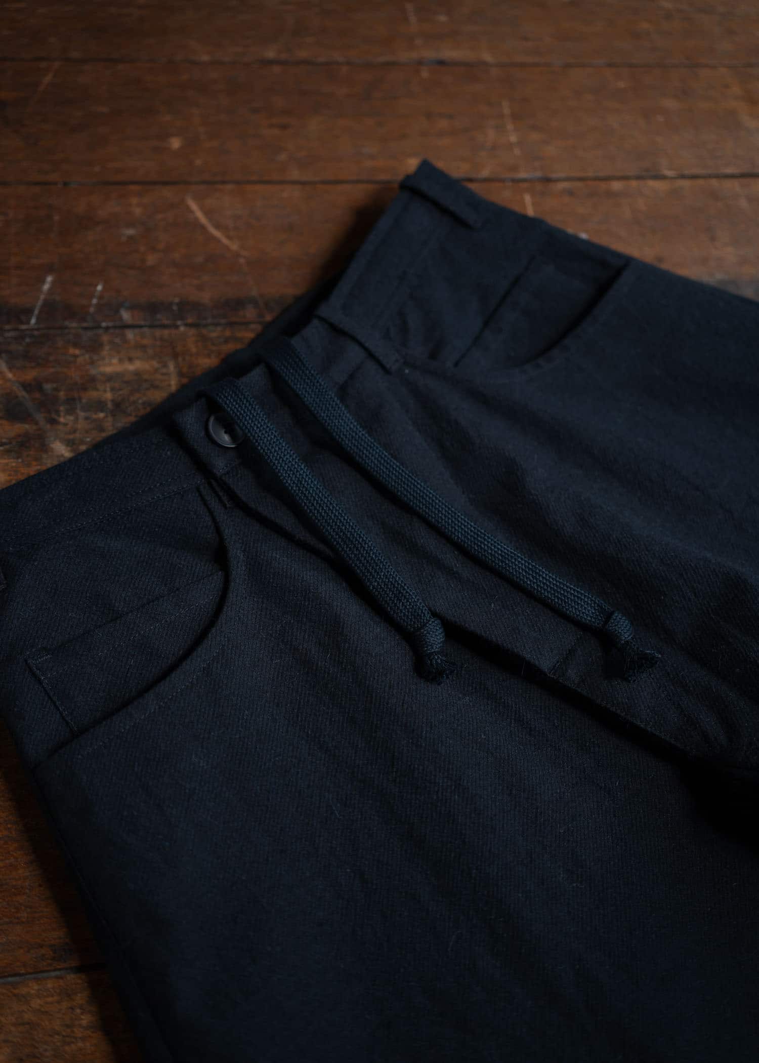 JAN-JAN VAN ESSCHE TROUSERS#78 Oversized 6 Pocket Denim  """"Alpaca Wool Cotton Twill Black""""