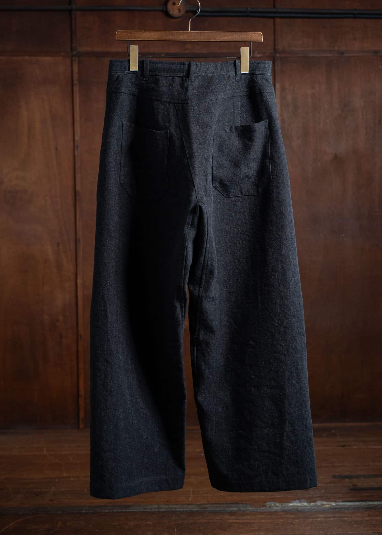 JAN-JAN VAN ESSCHE TROUSERS#78 Oversized 6 Pocket Denim  Wool Linen Canvas Black Mele