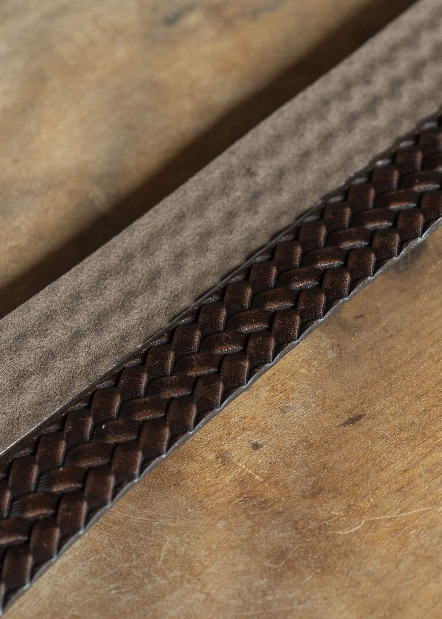 Taiga Takahashi Lot.021 Basketweave Pattern Belt MUD DYED BROWN
